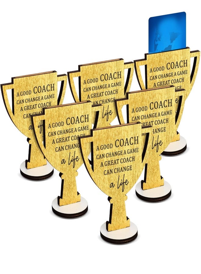 Vercraft 6 Pcs Coach Gift Card Holder Coach Appreciation Gifts for Men Women Wooden Trophy Shaped Card Sleeves Money Cash Holders Thanks Party Decor for Football Basketball Baseball Sports - Image 1
